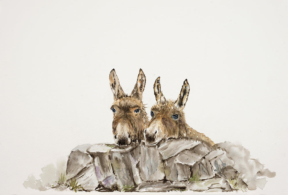 Two Donkeys 28 x42cm Signed Print