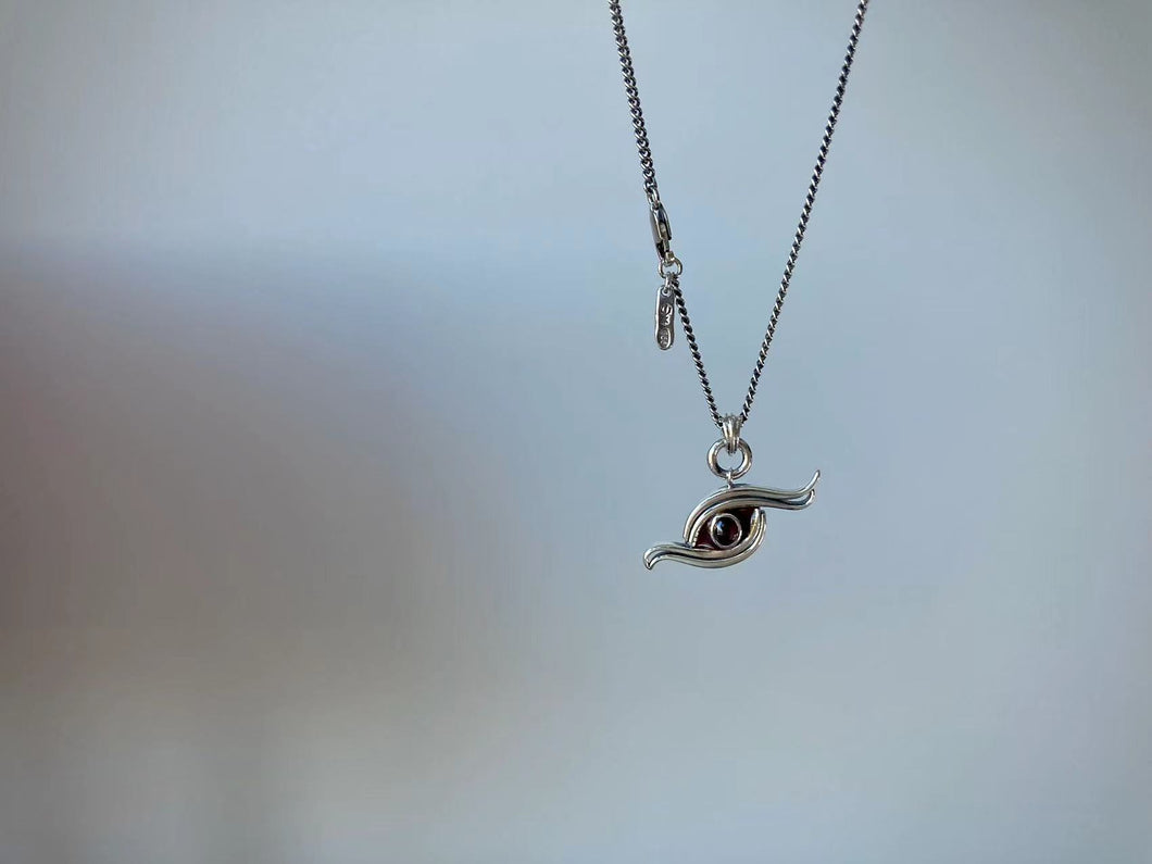 Enamel and Sunstone Eye Pendant & Chain